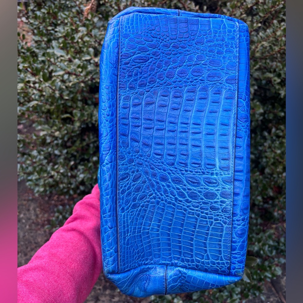 Furla Blue Patent & Embossed Croc-Textured Shoulder Bag - Picture 7 of 10